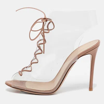 Gianvito Rossi Beige Pvc And Leather Helmut Ankle Boots In Brown