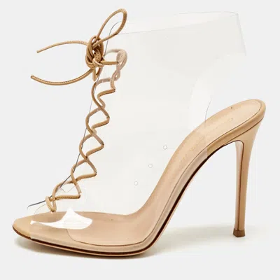 Gianvito Rossi Beige Pvc And Leather Helmut Lace Up Boots In Sand