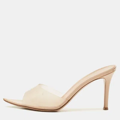 Pre-owned Gianvito Rossi Beige Pvc Elle Slide Mules Size 38.5