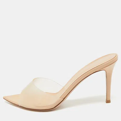 Pre-owned Gianvito Rossi Beige Pvc Elle Slide Sandals Size 39.5