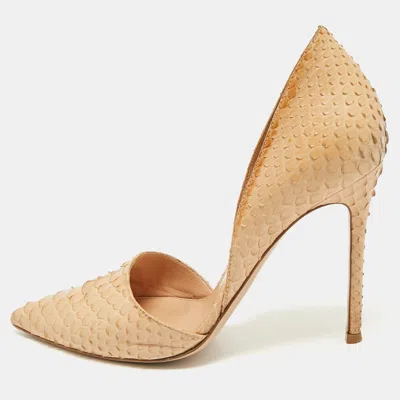 Pre-owned Gianvito Rossi Beige Python Leather Pointed Toe D'orsay Pumps Size 39