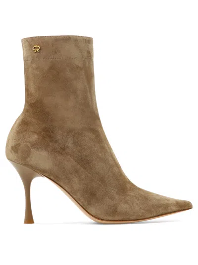 GIANVITO ROSSI BEIGE SLIM ANKLE BOOTS FOR WOMEN