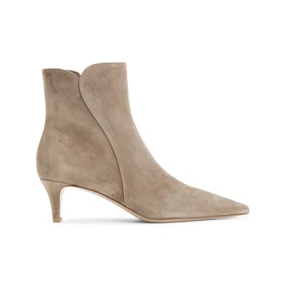 Gianvito Rossi Beige Solid Pointed Toe Boots In Black