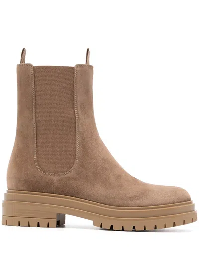 Gianvito Rossi Beige Suede Leather Boots In Neutral