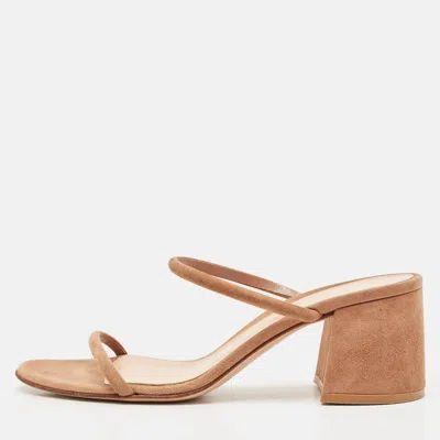 Gianvito Rossi Beige Suede Slide Sandals