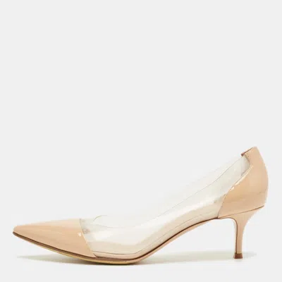 Pre-owned Gianvito Rossi Beige/transparent Patent Leather And Pvc Plexi Pumps Size 42 In Sand