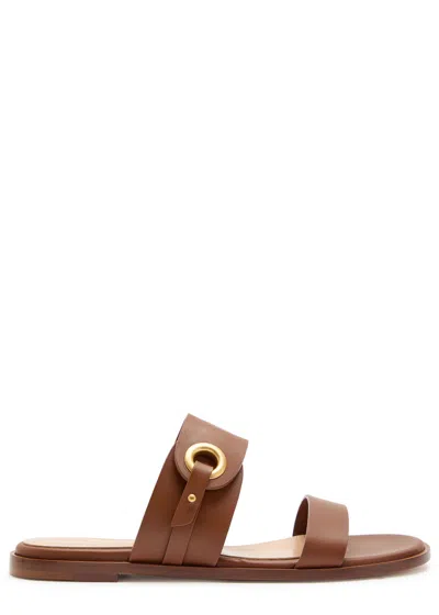 Gianvito Rossi Belted Leather Sandals In Brown