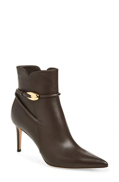 Gianvito Rossi Belted Pointed Toe Bootie In Brown