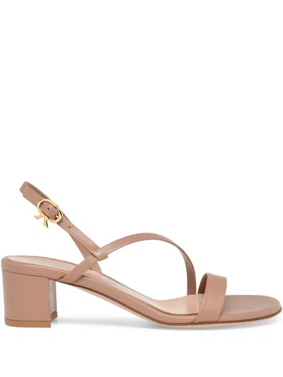 Gianvito Rossi Beige Block Heel Sandals In Brown