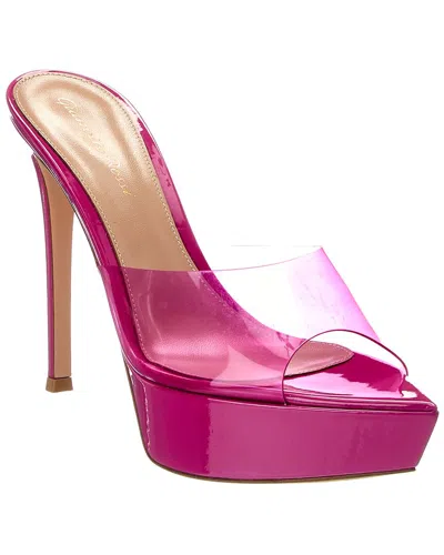 Gianvito Rossi Betty 125 Patent & Vinyl Platform Sandal In Pink