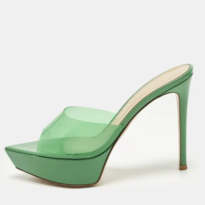 Pre-owned Gianvito Rossi Betty Size 38 Green Pvc Platform Sandals