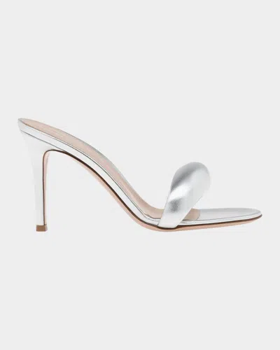 Gianvito Rossi Bijoux 85mm Leather Mules In Silver