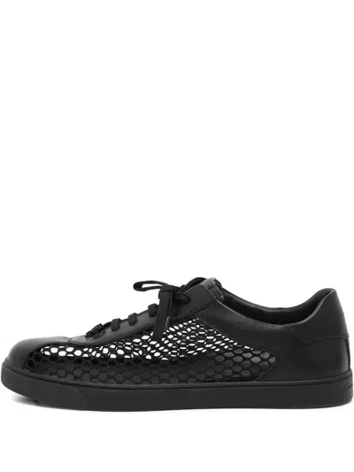 Pre-owned Gianvito Rossi Knit Leather Sneakers In Black