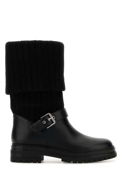 GIANVITO ROSSI BLACK BUCKLE STRAP BOOTS