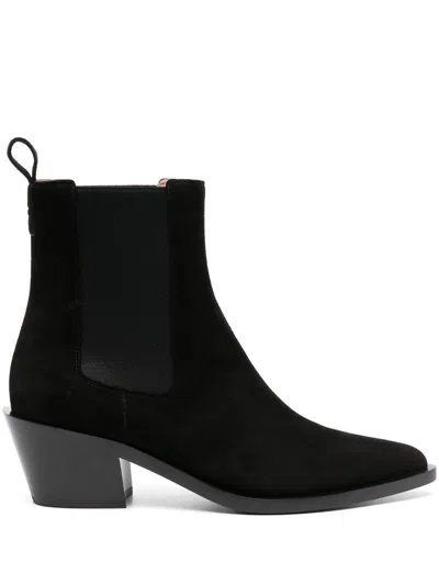 Gianvito Rossi Wylie Suede Western Chelsea Booties In Black