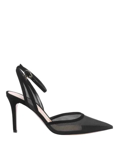 Gianvito Rossi Black Calfskin Slingback Sandals