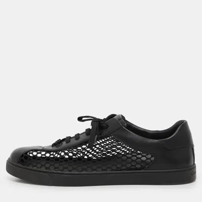Gianvito Rossi Black Knit And Leather Helena Low Top Sneakers