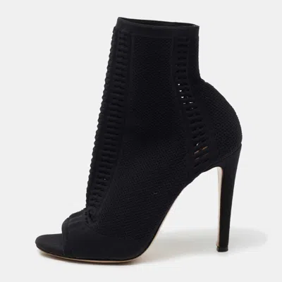 Gianvito Rossi Black Knit Fabric Vires Open-toe Ankle Booties