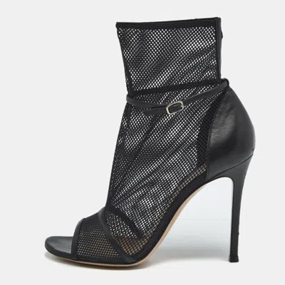 Gianvito Rossi Black Leather And Mesh Idol Ankle Length Boots