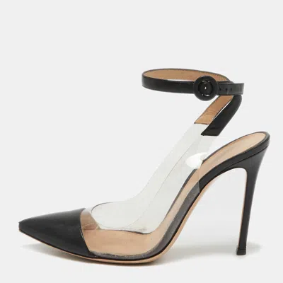 Pre-owned Gianvito Rossi Black Leather And Pvc Anise Pumps Size 40.5