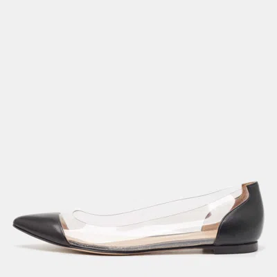 Pre-owned Gianvito Rossi Black Leather And Pvc Plexi Ballet Flats Size 38