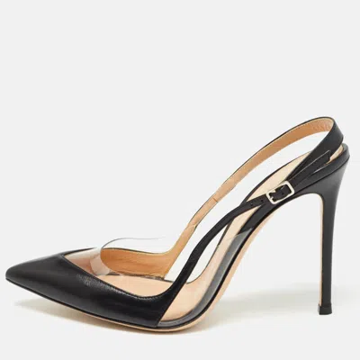 Pre-owned Gianvito Rossi Black Leather And Pvc Slingback Pumps Size 39