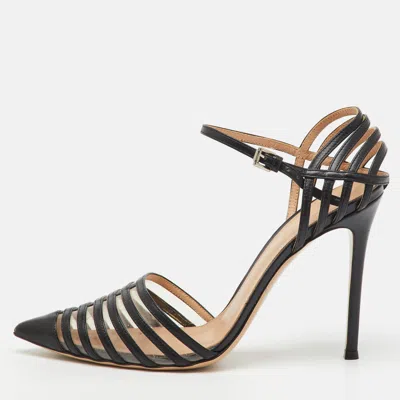 Gianvito Rossi Black Leather And Pvc Strappy Pumps