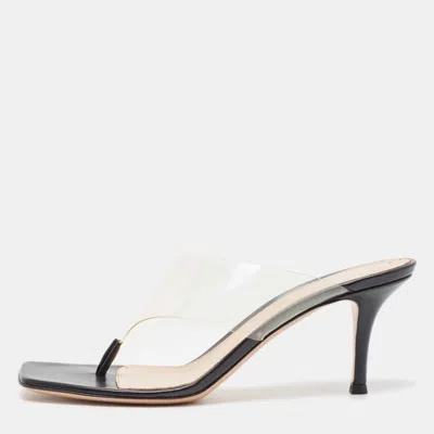 Gianvito Rossi Black Leather And Pvc Thong Slide Sandals In Multi