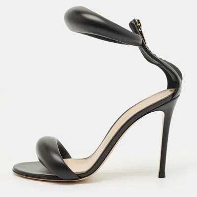 Pre-owned Gianvito Rossi Black Leather Bijoux Ankle Strap Sandals Size 39