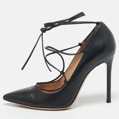 Pre-owned Gianvito Rossi Black Leather Femi Lace-up Pumps Size 38.5