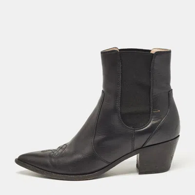 Pre-owned Gianvito Rossi Black Leather Hiking Boots Size 38
