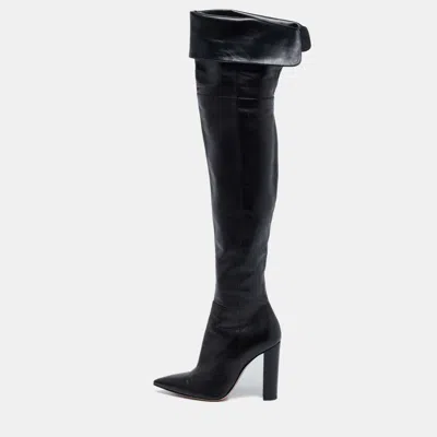 Pre-owned Gianvito Rossi Black Leather Knee Length Boots Size 37
