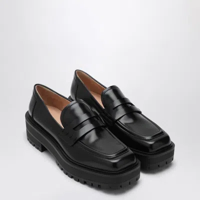 GIANVITO ROSSI BLACK LEATHER LOAFER
