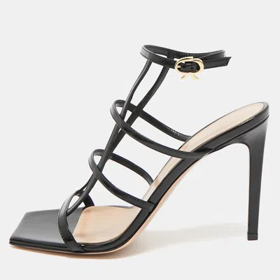Pre-owned Gianvito Rossi Black Leather Mondry Sandals Size 38