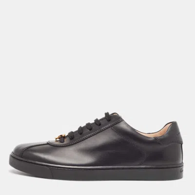 Pre-owned Gianvito Rossi Black Leather Ribbon Low Top Sneakers Size 37.5