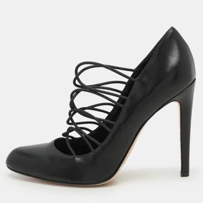 Pre-owned Gianvito Rossi Black Leather Strappy Pumps Size 38.5
