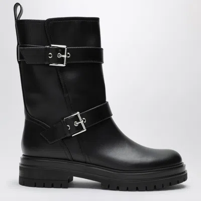 Gianvito Rossi Black Leather Biker Boots