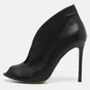 Gianvito Rossi Black Leather Vamp Peep Toe Booties In Black
