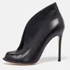 Gianvito Rossi Black Leather Vamp Peep Toe Booties In Black