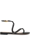 Gianvito Rossi Mamba Leather Flat Sandals In Black