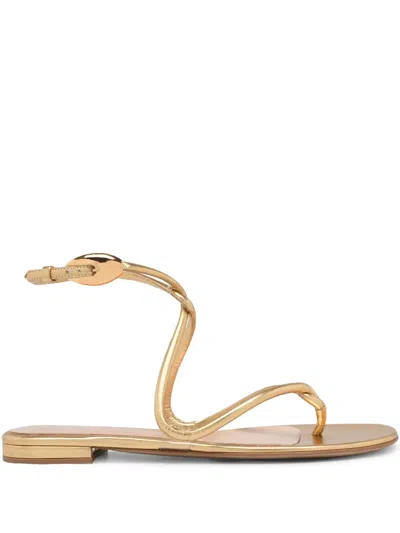Gianvito Rossi Black Mamba Sandals In Gold
