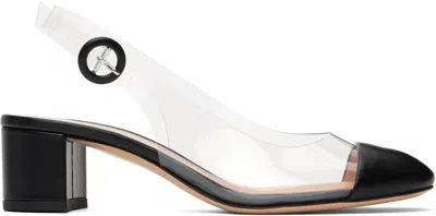 Gianvito Rossi Black Nappa Soft Glass Heels In Black+trasp