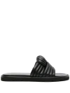 GIANVITO ROSSI BLACK OTTAVIA LEATHER SLIDES