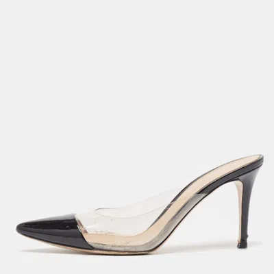 Gianvito Rossi Black Patent And Pvc Plexi Mules