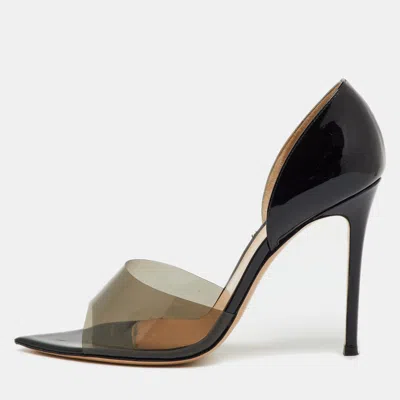 Pre-owned Gianvito Rossi Black Patent Leather And Pvc Bree D'orsay Pumps Size 41.5