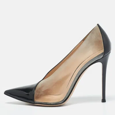 Gianvito Rossi Black Patent Leather And Pvc Plexi Pointed Toe Pumps