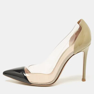 Pre-owned Gianvito Rossi Black Patent Leather And Pvc Plexi Pumps Size 36.5