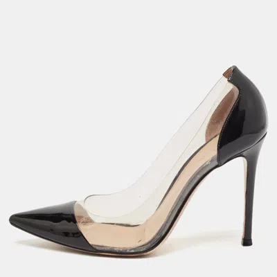 Pre-owned Gianvito Rossi Black Patent Leather And Pvc Plexi Pumps Size 38