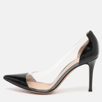Pre-owned Gianvito Rossi Black Patent Leather And Pvc Plexi Pumps Size 38