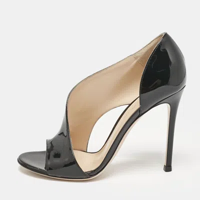 Pre-owned Gianvito Rossi Black Patent Leather Demi Cut Out Pumps Size 37.5